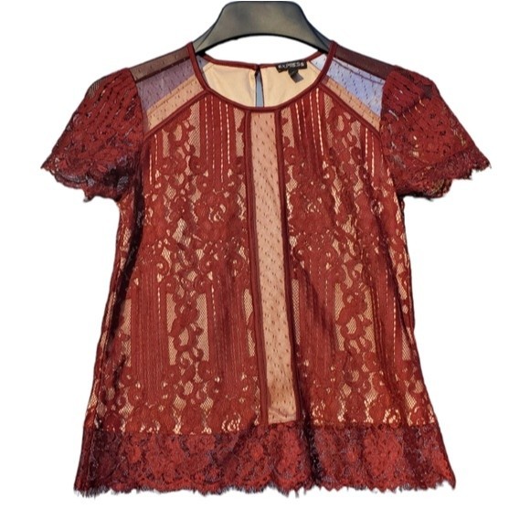 Express Maroon Lace Blouse - Picture 6 of 13